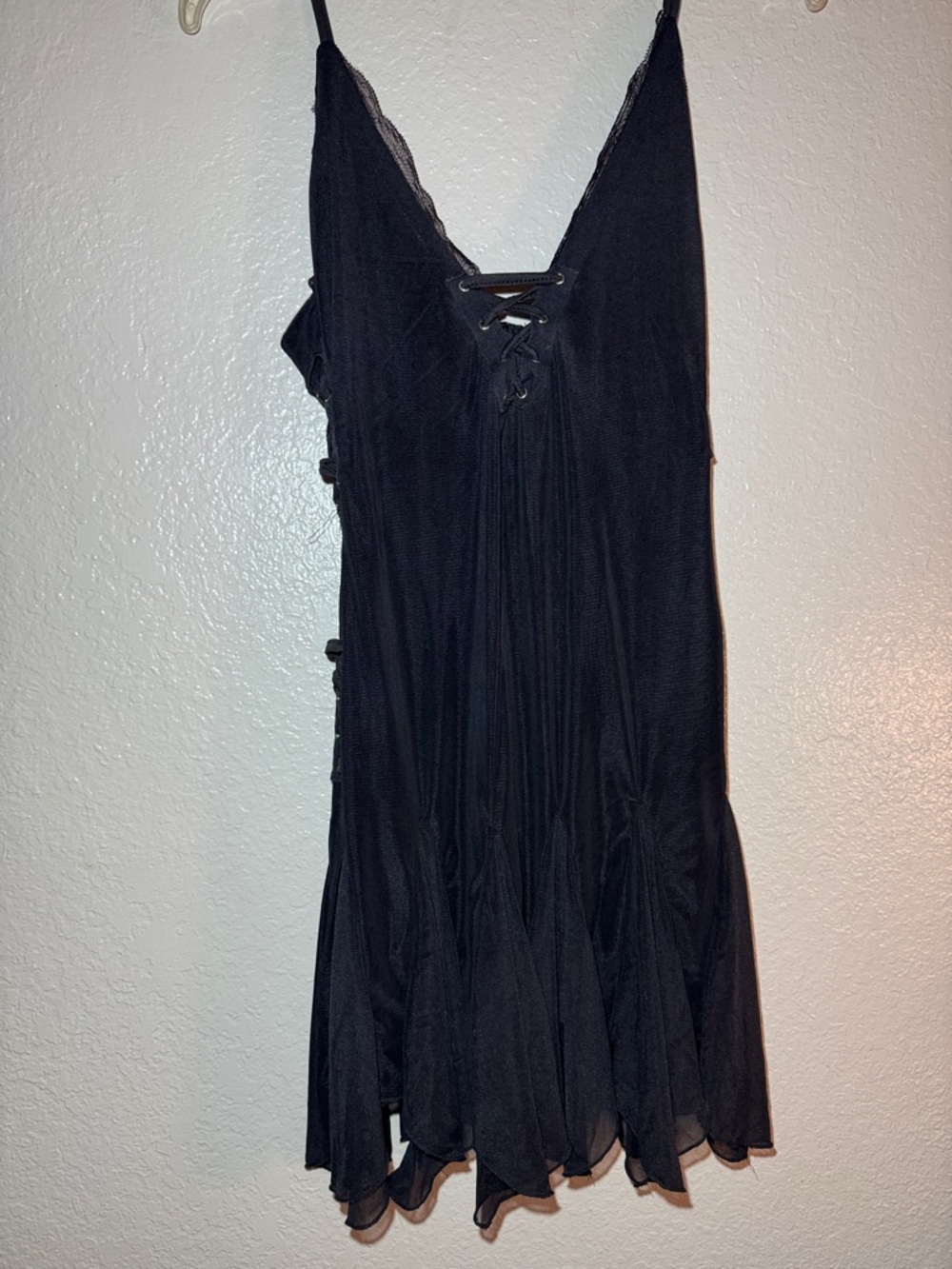 Black Lace-Up Slip Dress - Women's Dress